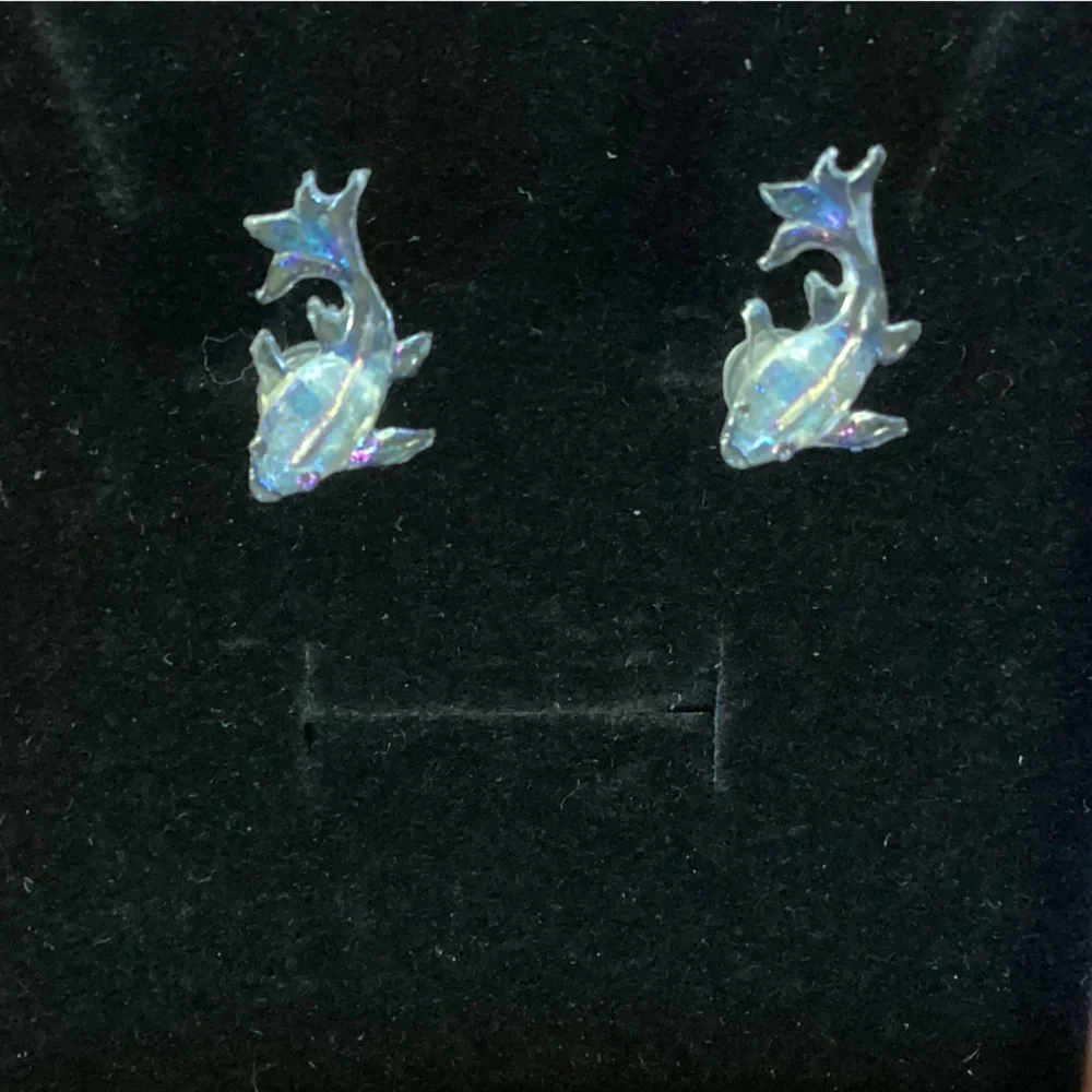 NWOT Iridescent Goldfish Earrings, Hypoallergenic Plastic, Playful, Lightweight